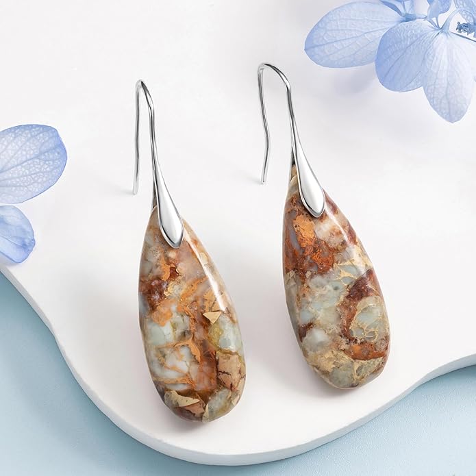 SELOVO Stone Fishhook Dangle Drop Earrings Statement Earrings for Women Stone