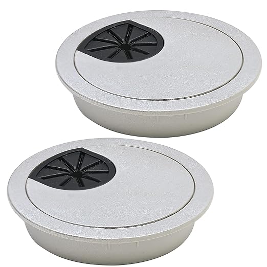 Desk Grommet 3-1/8" (80 mm), Desk Cord Hole Cover, Cable Grommet ABS Plastic, Desk Hole Grommet for Office and Home Table Cable, Detachable Cable Cord Organizer (Silver Sand 2 Pcs)
