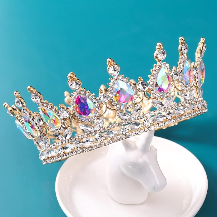 FORSEVEN Queen Crown Rhinestone Wedding Crowns and Tiaras for Women Costume Party Hair Accessories Princess Birthday Crown Crystal Bridal Crown Halloween Decorations Headband