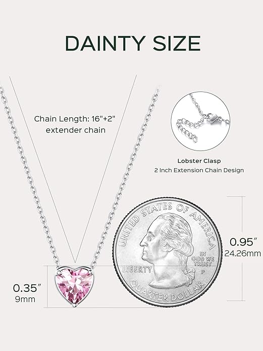ChicSilver 925 Sterling Silver 12 Months Sparkling Round Cut Created Birthstone Pendant Necklace, 16 Inch Rolo Chain