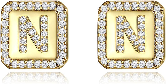 Gold Earrings for Women 24K Gold Filled Initial Earrings for Women S925 Earrings Gifts for Her