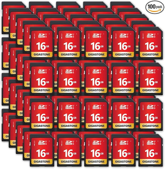 GIGASTONE 16GB SD Card 100-Pack UHS-I U1 Class 10 SDHC Memory Card High Speed Full HD Video Compatible with Canon Digital Camera, SPYPOINT TACTACAM Trail