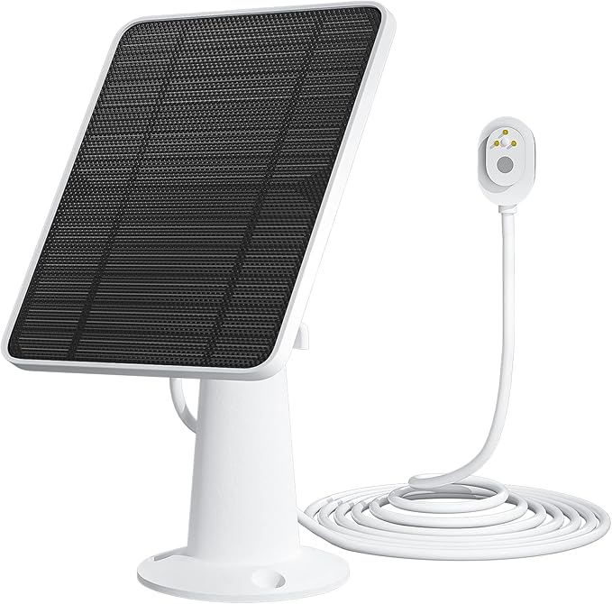 Solar Panel Charger Compatible with Arlo Pro 5S/Pro 4/Pro 3/Pro 3 Floodlight/Ultra/Ultra 2 Camera, 6V 4.5W Solar Panels Charging IP65 Weatherproof w/ 9.8ft Charging Cable Adjustable Wall Mount, 1 Pack