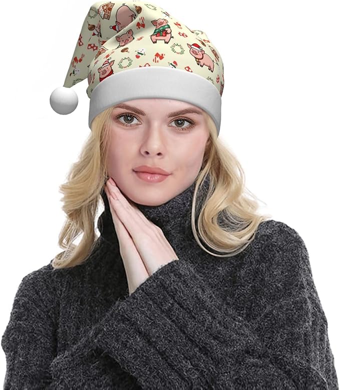 Christmas Santa Hat for Adults,Holiday Unisex Xmas Hat for New Year Party Headwear