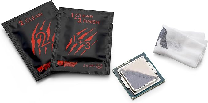 Thermal Grizzly Kryonaut - 1 Gram - Extremely High Performance Thermal Paste + 12 Cleaning Wipes 6 Wet & 6 Dry - for Demanding Applications and Overclocking CPU/GPU/PS4/PS5/Xbox