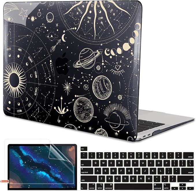 Compatible with MacBook Pro 13 inch Case 2022 2021-2016 A2338 M2/M1 A2251 A2289 A2159 A1989 A1706 Model, Pattern Plastic Hard Shell Keyboard Cover Screen Film Webcam Cover, Constellation