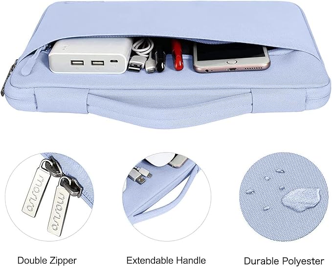 MOSISO Compatible with MacBook Air 13 inch Case 2025 2024 2023 2022 M4 A3240 M3 A3113 M2 A2681, Hard Shell&Sleeve Bag&Keyboard Skin&Webcam Cover&Screen Film for MacBook Air 13.6 inch, Pastel Blue