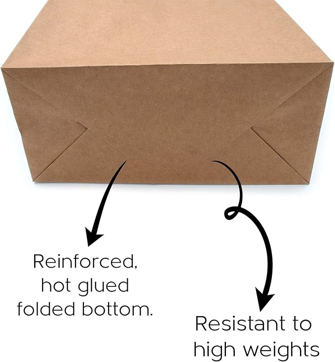 JET PAPER BAGS - 8”x4”x9” Inch [100 Pcs] Brown Paper Bags with Handles Prime for Takeout, Grocery, Goody, Retail, Party, Gifts, Weddings - Recyclable Kraft Paper Gift Bags with Handles