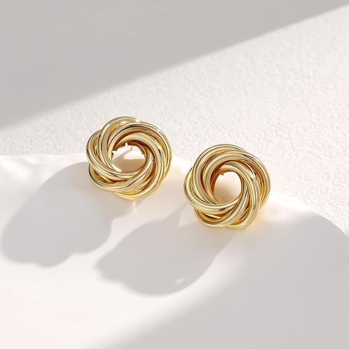 Chunky Knot Link Circle Earrings for Women Geometric Drop Dangle Earrings Studs Trendy