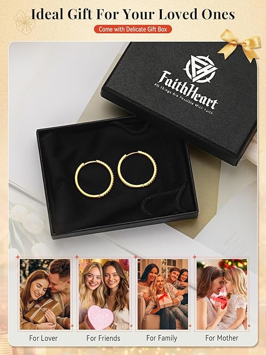 FaithHeart Sterling Silver Hoop Earrings for Women, Hypoallergenic Huggie Hoop Earrings Lightweight Small Cartilage Earrings Hoop Earring Dainty Everyday Earrings 6/8/10/12/14/15/16/18/20mm