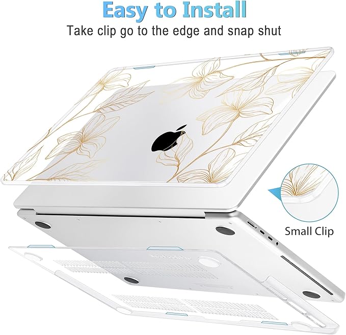 Mektron Case for MacBook Pro 16" M4 A3403 A3186 M3 A2991 M2 A2780 M1 A2485 (2021/2023/2024) Pro/Max with Touch ID, Hard Shell Plastic Laptop Cover Keyboard Cover Screen Protector, Flower S718