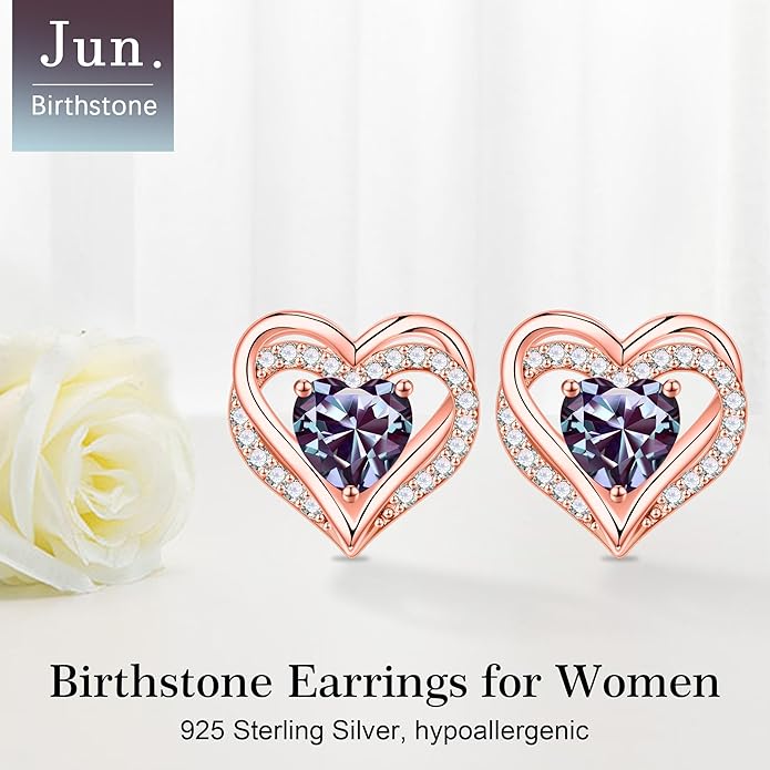 Iefil Valentine Day Gifts for Her - 925 Sterling Silver Heart Stud Earrings Birthday Gifts for Women