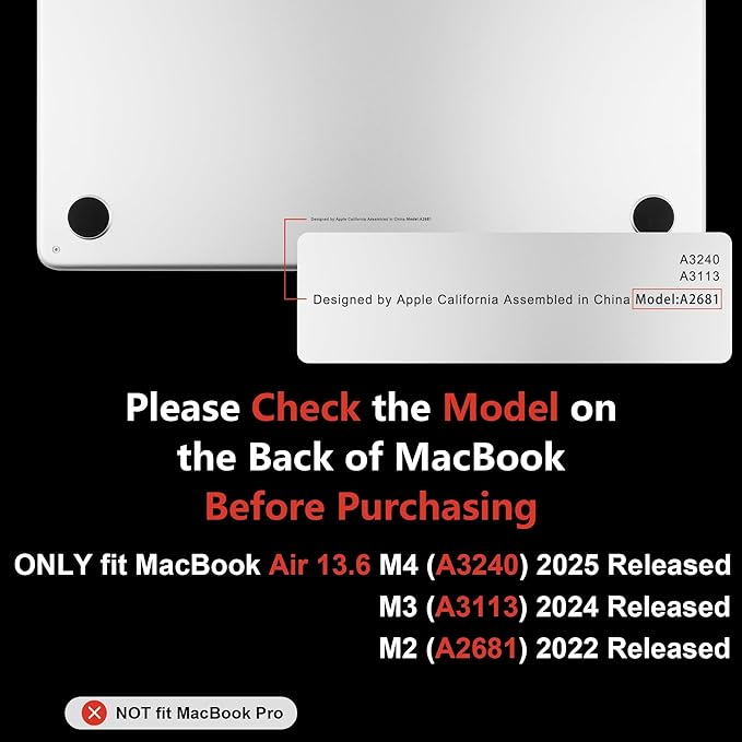 MEEgoodo Case for MacBook Air M4/M3/M2 13.6 inch 2025 2024 2022, Fit Model A3240 A3113 A2681, Compatible with MacBook Air 13 inch, Laptop Hard Shell Case with Keyboard Cover, Fruit & Sticker