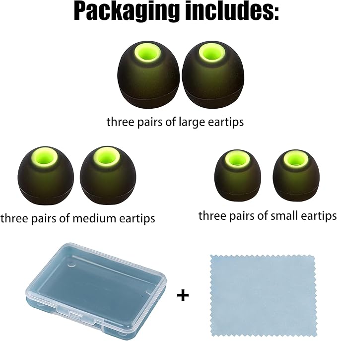Earbud Replacement Tips - Silicone Ear Tips Fit Most In-Ear Earbuds (Inner Hole 3.8mm - 5.1mm) - 9 Pairs S M L