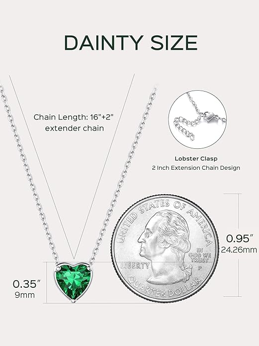 ChicSilver 925 Sterling Silver 12 Months Sparkling Round Cut Created Birthstone Pendant Necklace, 16 Inch Rolo Chain