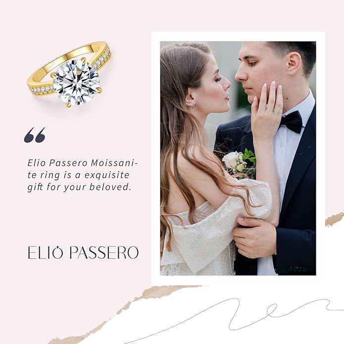 Moissanite Engagement Rings for Women,Promise Rings 925 Sterling Silver with 18K Yellow/White Gold Plated,D Color VVS1 Wedding Band Moissanite Ring 0.5/1/1.5/2/3/4CT