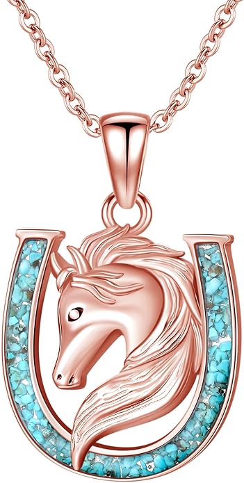 Western Cowboy Necklace 925 Sterling Silver Horseshoe Pendant Western Jewelry Cowgirl Gifts for Women Girlfriend Cowboy Cowgirl