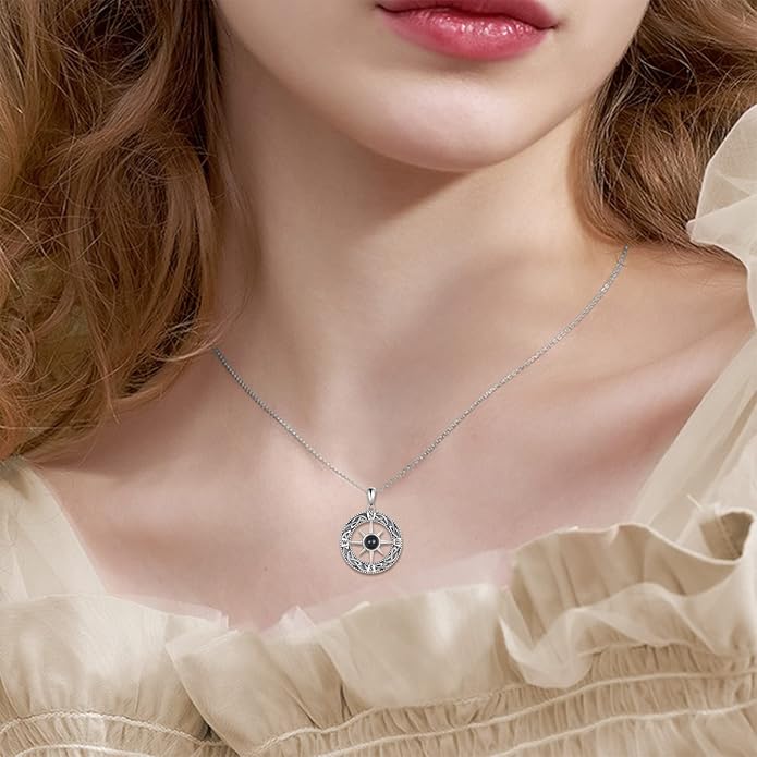 Compass Necklace Sterling Silver Celtic Knot Necklace Graduation Friendship Talisman Travel Necklace Inspirational Graduation Gift Jewelry Gifts for Women Girls