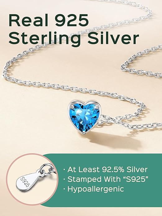 ChicSilver 925 Sterling Silver 12 Months Sparkling Round Cut Created Birthstone Pendant Necklace, 16 Inch Rolo Chain