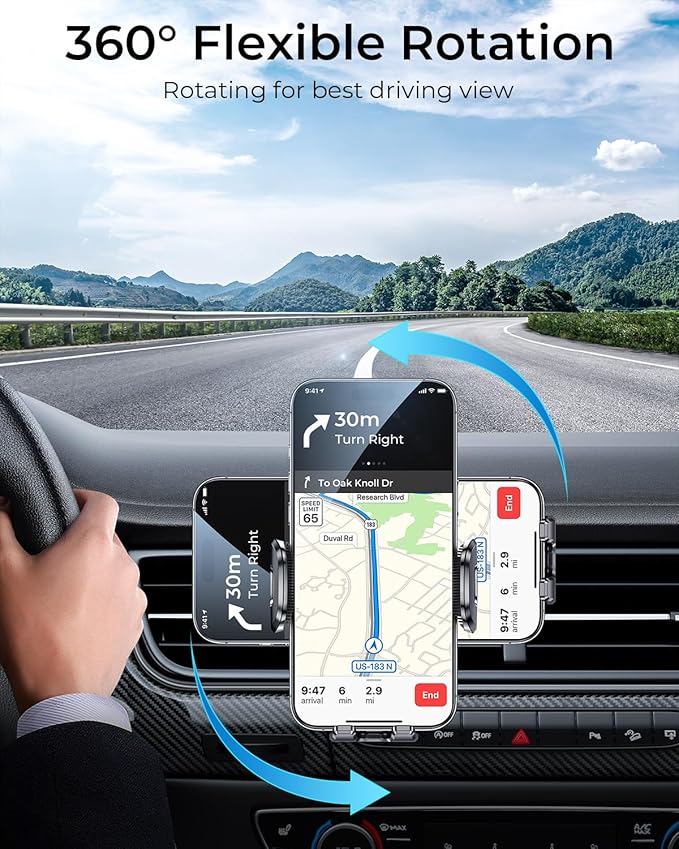 MRGLAS 2025 Upgraded Phone Holders for Your Car with New Metal Hook Clip, Handy Air Vent Cell Phone Car Mount [One Hand Operation], Universal Automobile Cradle for iPhone Android and All Smartphones