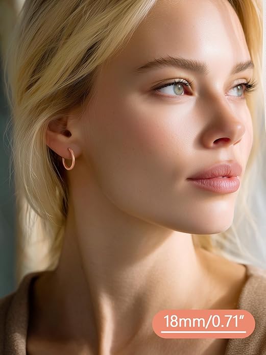 FaithHeart Sterling Silver Hoop Earrings for Women, Hypoallergenic Huggie Hoop Earrings Lightweight Small Cartilage Earrings Hoop Earring Dainty Everyday Earrings 6/8/10/12/14/15/16/18/20mm