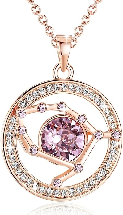 Leafael "Superstar Zodiac Constellation Pendant Necklace Made with Premium Crystal Horoscope Jewelry, Gold or Rose Gold Plated, 18"+ 2"