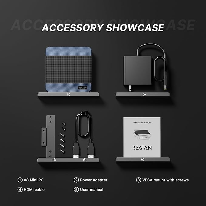 Reatan A8 Mini PC AMD Ryzen 7 8745H 32GB RAM DDR5 1TB SSD (3 Year After-Sale Support) 8C/16T，up to 8K Quad-Screen Displays, WiFi 6E, OCuLink Mini Computers for Gaming Home Theater Office Business