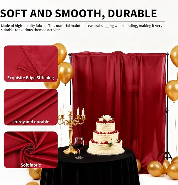 5x10FT Photo Stage Backdrop 2 Panels Curtains Drapes for Photography and Party(Burgundy)