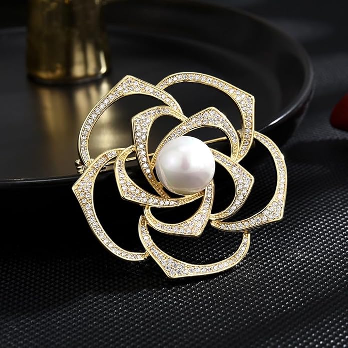Flower Brooch for Women Rhinestone Flower Brooch Pins Floral Brooches Jewelry Gift for Mom Wife