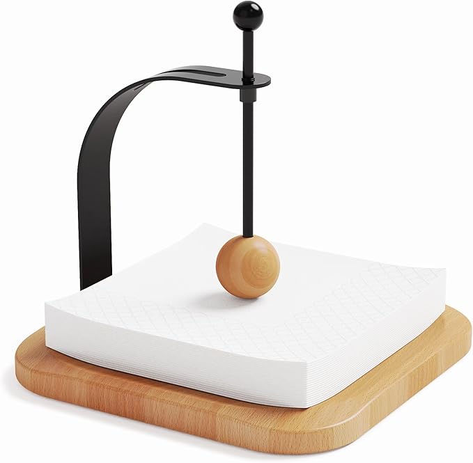 Wood Napkin Holder for Table Wood Square Napkin Dispenser with Metal Cocktail Napkin Holder, Suitable for Kitchen, Restaurant, Bar, Office, Parties, Home Décor