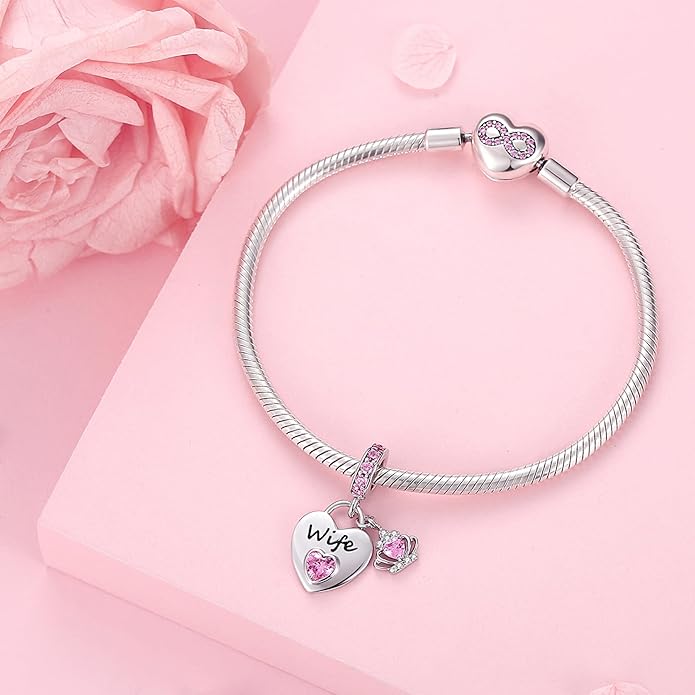 Family Charms for Charms Bracelet: 925 Sterling Silver Heart Dangle Charms for Bracelets and Necklaces, Birthday Mother's Day Christmas Jewelry Gifts For Women.