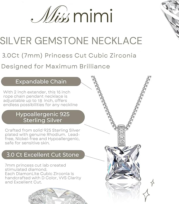 925 Sterling Silver Cubic Zirconia Necklace and Earrings Set for Women, Heart, Cushion, Round, Emerald Cut CZ, Solitaire Bezel Jewelry Set, CZ Bridal Jewelry Set, Bridesmaid Gift