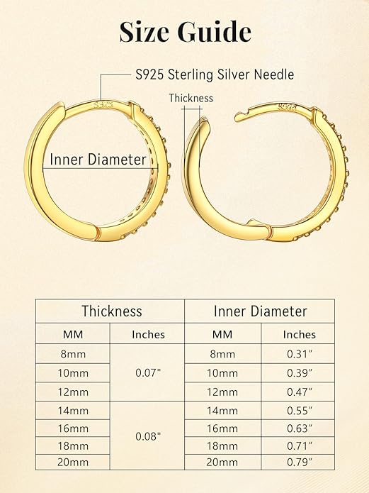 FaithHeart Sterling Silver Hoop Earrings for Women, Hypoallergenic Huggie Hoop Earrings Lightweight Small Cartilage Earrings Hoop Earring Dainty Everyday Earrings 6/8/10/12/14/15/16/18/20mm