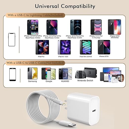 [Apple MFi Certified]10FT Fast iPhone Charger,Extra Long Apple Charger Fast Charging 2Pack 20W USB C Charger Block Plug + 10Foot Lightning Cable Cord for iPhone 14/Pro/Pro Max/Plus/13/12/11/XS/XR/X/SE