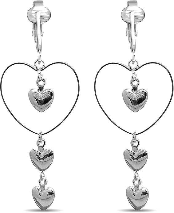 Silver Clip On Earrings For Women, They Look Pierced, Don't Pinch & Won't Fall Off, Hypoallergenic & Lightweight