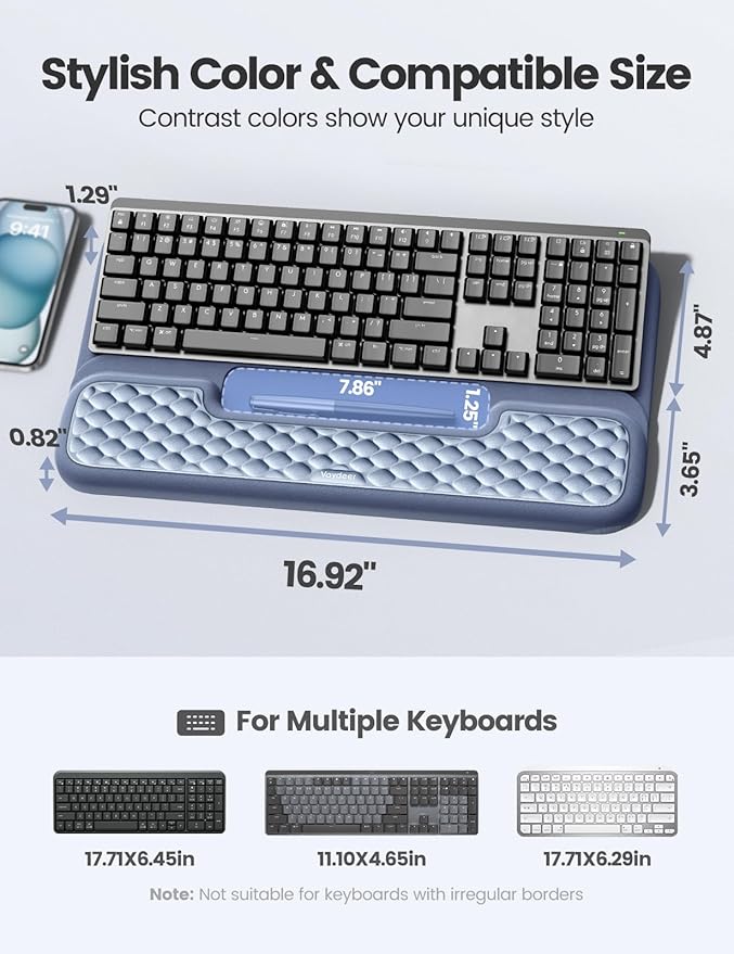 Vaydeer Wrist Rest with Keyboard Stand, Computer Wrist Support Pad, Ergonomic Keyboard Riser Holder Lift Tray with Wrist Pad, Soft Memory Foam Desk Cushion, Palm Arm Hand Typing for Office Home Gift