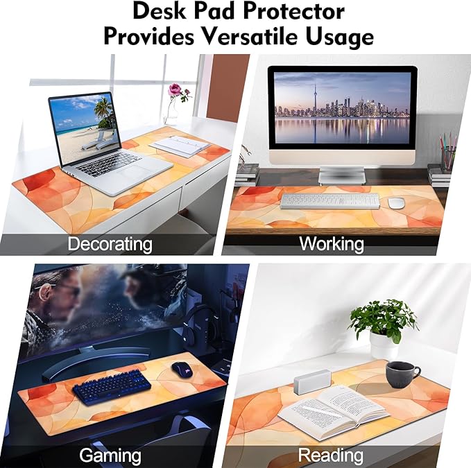 Galdas Gaming Mouse Pad XXL XL Large Long Extended Big Mousepad Non-Slip Rubber Keyboard Mouse Pad with Stitched Edges for Laptop Home Office (31.5x11.8x0.08 Inch) -Fall Leaf