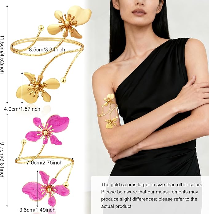 KOLODOGO Arm Cuff Jewelry for Women Upper ArmBand Cuff Bracelet Adjustable Flower Cuff Jewelry Gift for Women