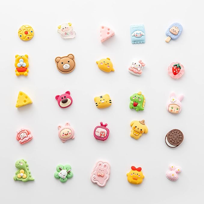 Slime Charms Cartoons Charms Cute Set - Mixed Lot Assorted Kawaii Charms Resin Flatback for DIY Crafts Making,Decorations,Scrapbooking,Embellishments,Hair Clip 25pcs