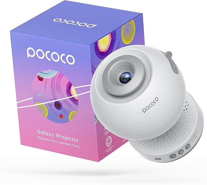 POCOCO Galaxy Star Projector with 2M-Pixel Lens & 5K Discs | Home Planetarium Projector for Relaxation, Study, and Sleep Aid | Includes 2 Films | Ideal Gift