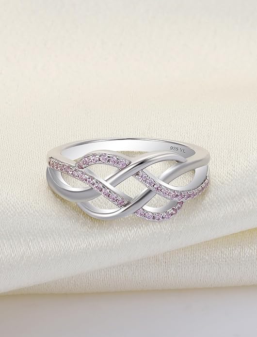 YL Celtic Knot Rings 925 Sterling Silver Twisted Knot Ring Birthstone Infinity Statement Jewelry for Women-size5