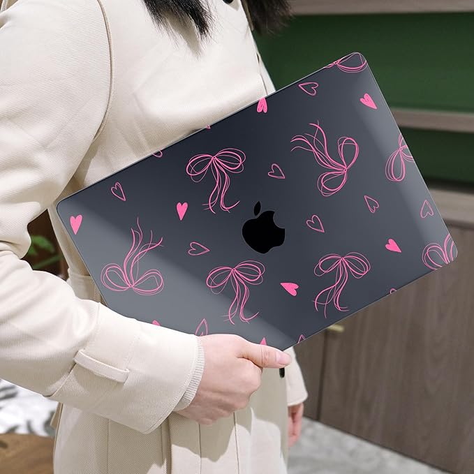 MEEgoodo Case for MacBook Pro 13 inch Case 2022 2021 2020 New A2338 M2/M1 A2251 A2289, Laptop Hard Shell with Keyboard & Camera Cover Compatible with 13 inch MacBook Pro, Ribbons Bow