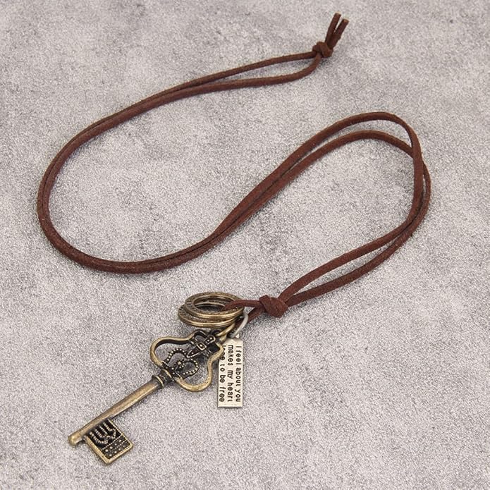 GelConnie Boho Necklaces for Women Vintage Silver Circles Long Pendant Necklace Cowgirl Sweater Necklace Adjustable Leather Choker Necklace for Women