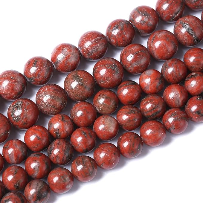 90pcs 4mm Natural Red Seasame Jasper Gemstone Beads Round Loose Spacer Beads for Jewelry Making DIY Bracelets Necklaces 15" (4mm, Red Seasame Jasper)
