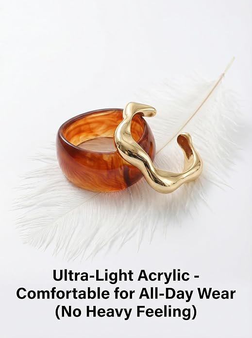 2Pcs Irregular Acrylic Bangle Set - Open & Closed Cuff Bracelets Fashion Jewelry for Women, Trendy Chunky Resin Bracelets New Year's gift