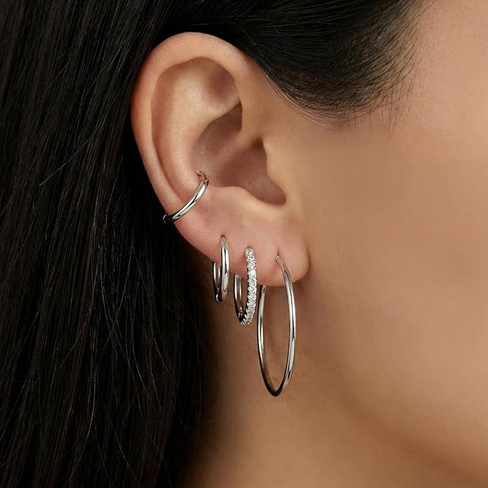 Small Gold Huggie Hoop Earrings Set for Women Men Hypoallergenic 14K Plated Stack Cartilage Earrings, Multiple Piercing Lightweight Mini Thin Cute Dainty Trendy Jewelry Set Christmas Gifts for Women