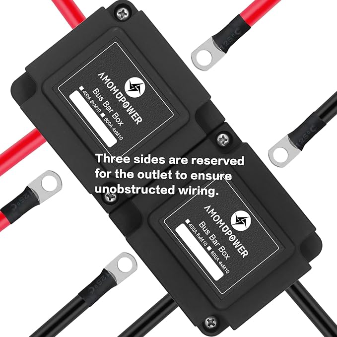 400A Bus Bar 8 M10 (3/8 inch) Terminal Studs Modular Design Tin Plated Copper Distribution Block Negative Pole Electrical Buss Bars 12-48 V DC with Cover for Trailer Marine Boat Car RV