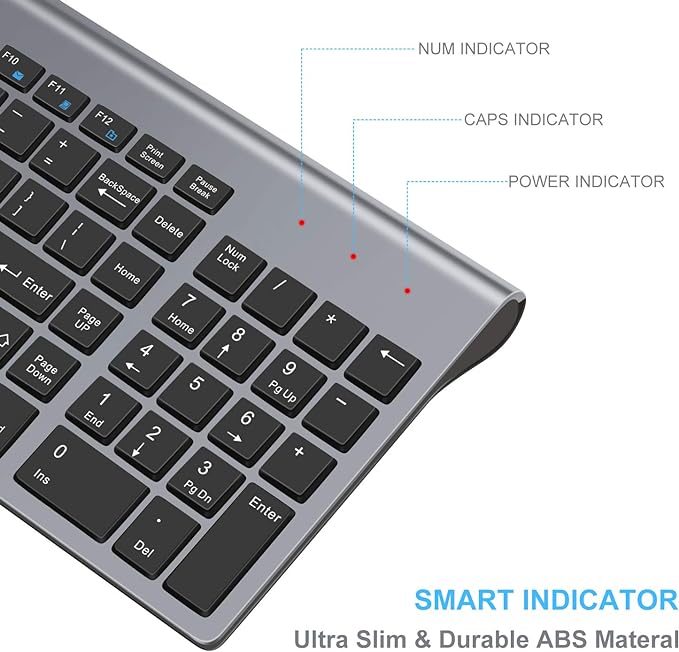 LeadsaiL Wireless Keyboard and Mouse Combo, Wireless USB Mouse and Computer Keyboard Set, Compact and Silent for Windows Laptop, Desktop, PC
