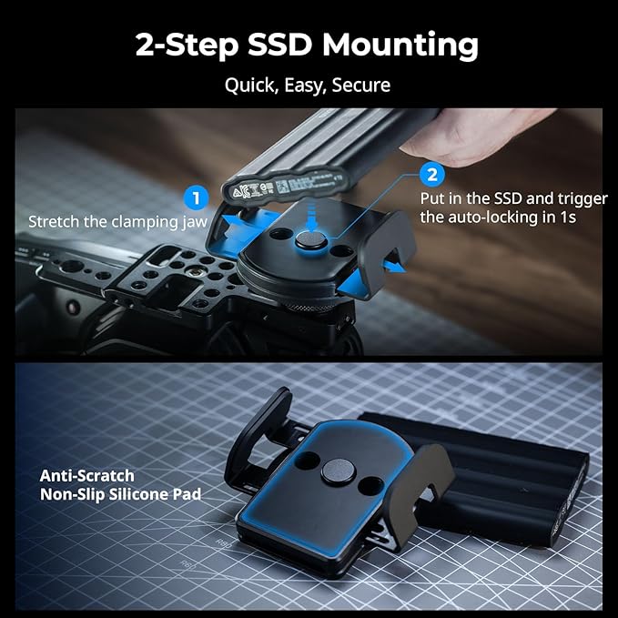 SMALLRIG Phone Mount Bracket SSD Holder for MagSafe, 1.6-2.4in Wide Clamping, for Samsung T5 T7 SSD, for SanDisk SSD, for iPhone 16/15/14/13/12, Universal SSD Drive Holder for Camera Cage - 5397