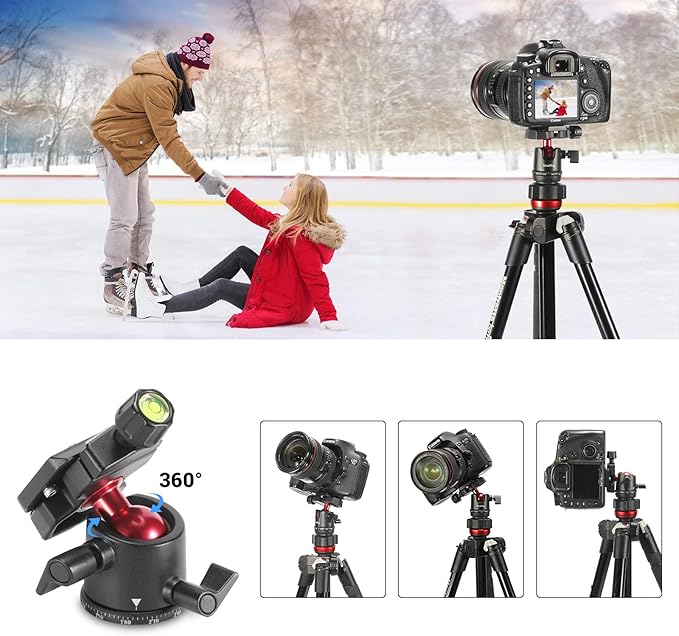 SmallRig Mini Ball Head, Tripod Head Camera 360° Panoramic with 1/4" Screw 3/8" Thread Mount and Quick Release Plate Metal Ball Joint for Monopod, DSLR, Phone, Gopro, Max Load 4.4lbs/2kg - BUT2665